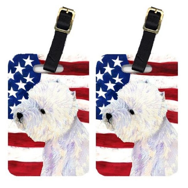 Carolines Treasures SS4249BT Pair Of USA American Flag With Westie Luggage Tags SS4249BT - main